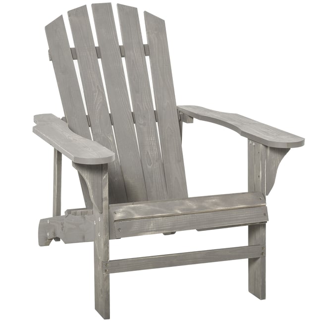 Chaise Adirondack Bois Beige - OUTSUNNY