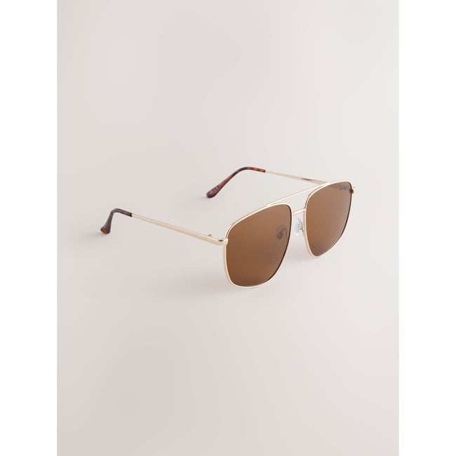 Lunettes de soleil style aviateur métal doré <span itemprop=