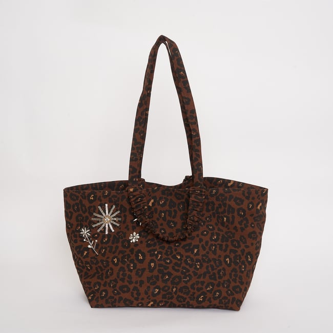 Sac cabas imprimé léopard, SIXTINE imprimé léopard <span itemprop=