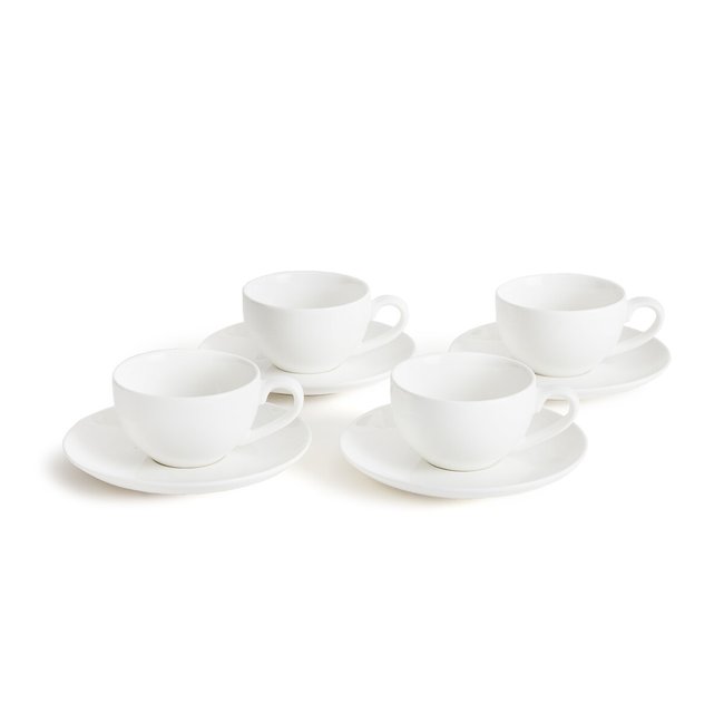 Confezione da 4 tazzine da caffè con piattini, Ginny bianco LA REDOUTE INTERIEURS