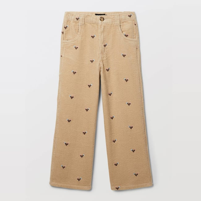 Pantalon en velours côtelé brodé - MONOPRIX