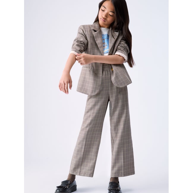 Pantalon droit en prince de galles carreaux <span itemprop=
