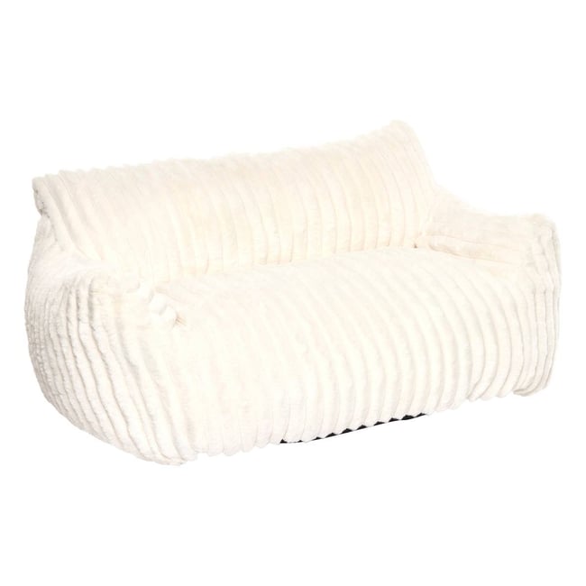 Canapé enfant 2 places en velours côtelé MUZI Couleur blanc <span itemprop=