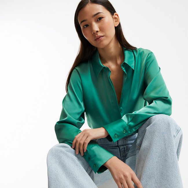 Chemise fluide en satin, manches longues - LA REDOUTE COLLECTIONS