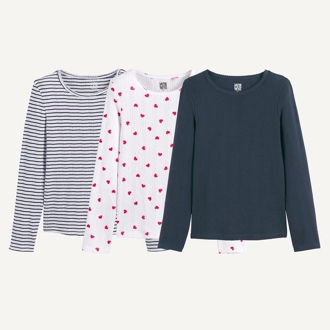 Lot de 3 maillots de corps blanc + rayé + marine <span itemprop=