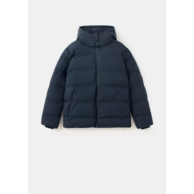 Anorak matelassé à capuche bleu marine <span itemprop=