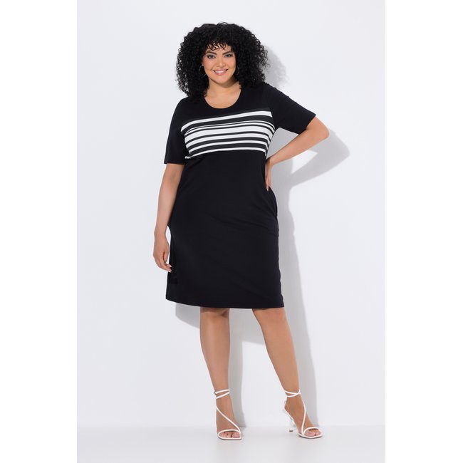 Robe en jersey décolleté rond et manches noir <span itemprop=