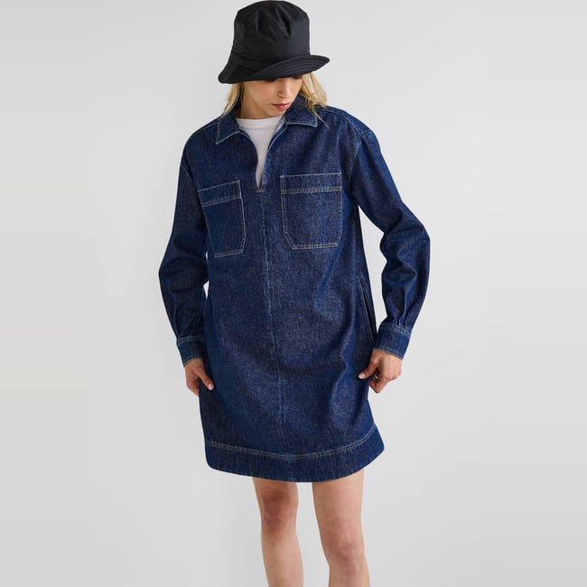 Robe courte denim en coton denim <span itemprop=