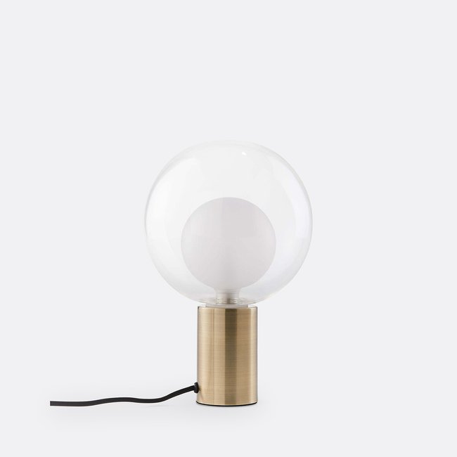 Tischlampe Arvin, Eisen mit Messing-Finish und Glas messingfarben <span itemprop=