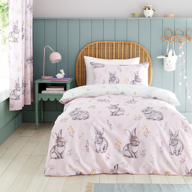 Bunny Tails Ditsy Flowers Duvet Cover and Pillowcase Set, pink, CATHERINE LANSFIELD