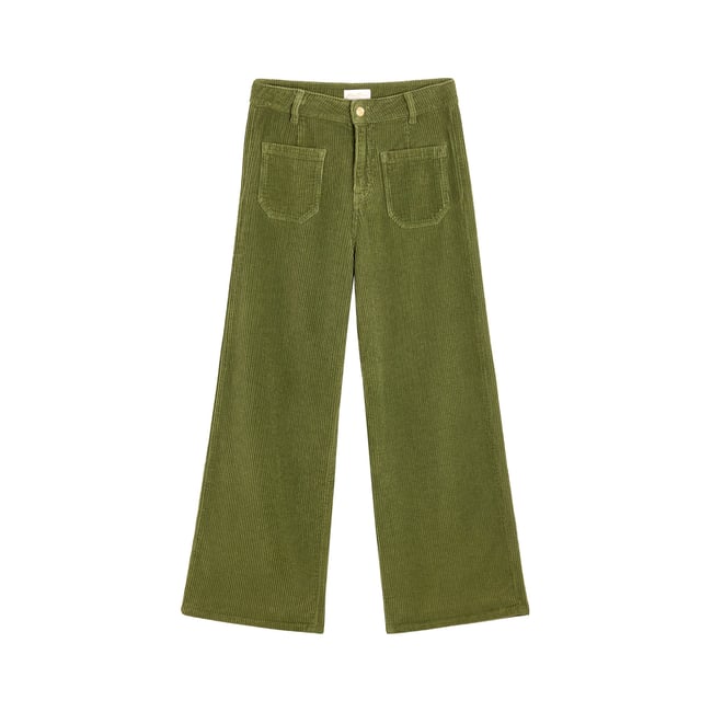 Pantalon JANE VELOURS KASMIR vert <span itemprop=