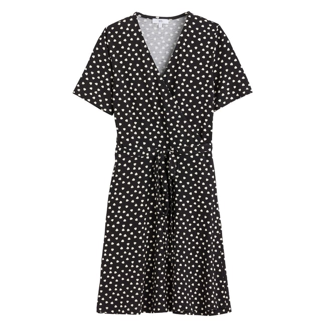 Платье с запахом короткое из трикотажа джерси рисунок/фон черный LA REDOUTE COLLECTIONS
