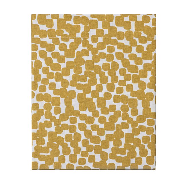 Drap plat imprimé en viscose de bambou, COTONOU jaune moutarde <span itemprop=