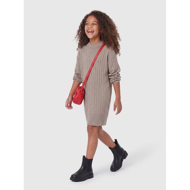 Robe En Maille beige - string <span itemprop=