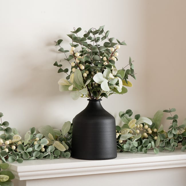43cm Eucalyptus, Lambs Ear & Berry Bundle, green, SO'HOME