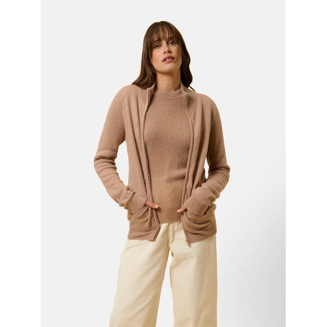Gilet Zippé Col Montant Camel Chiné Ayr camel chiné <span itemprop=
