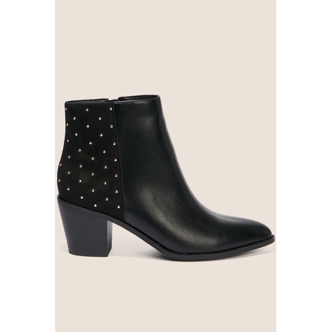 Bottines à talon détails cloutés noir <span itemprop=