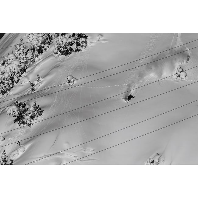 Tableau noir et blanc traces snowpowder - HEXOA