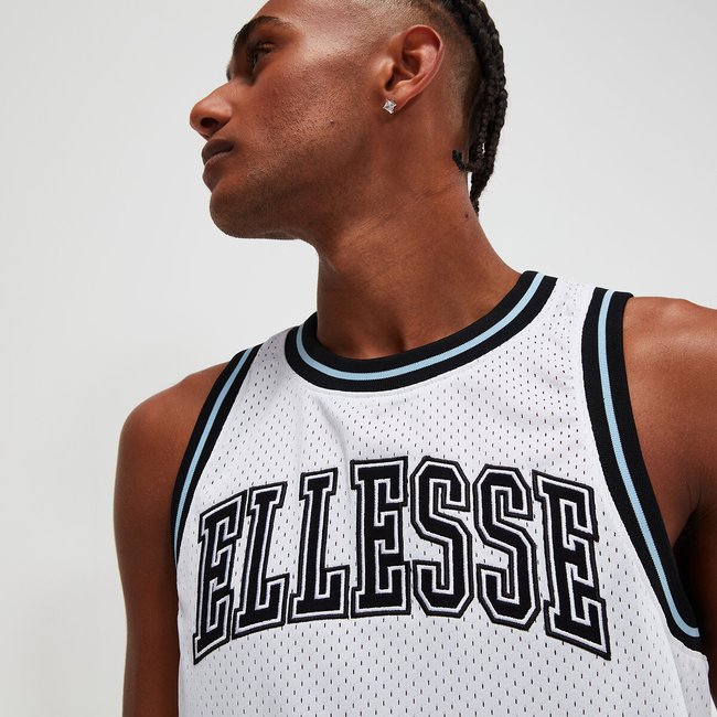 Cotton Round-Neck Message Tank Top, white, ELLESSE