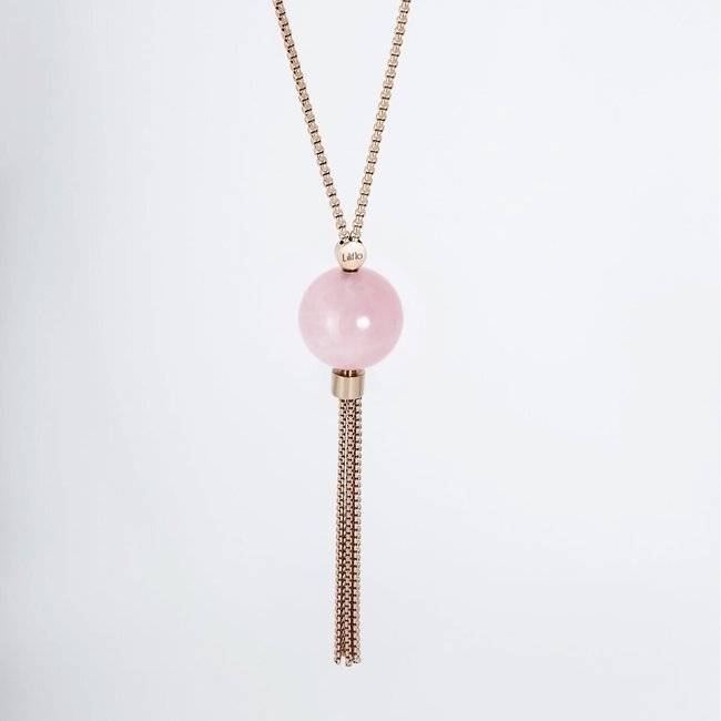 Long necklace Liliflo Rose - Rose quartz, rose gold, LILIFLO