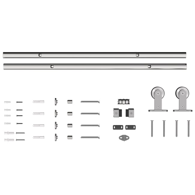 Kit de quincaillerie pour porte coulissante Couleur argenté <span itemprop=