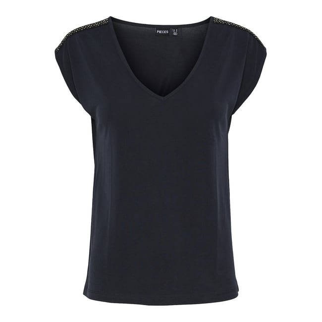 T-shirt a maniche corte, gioielli sulle spalle - PIECES