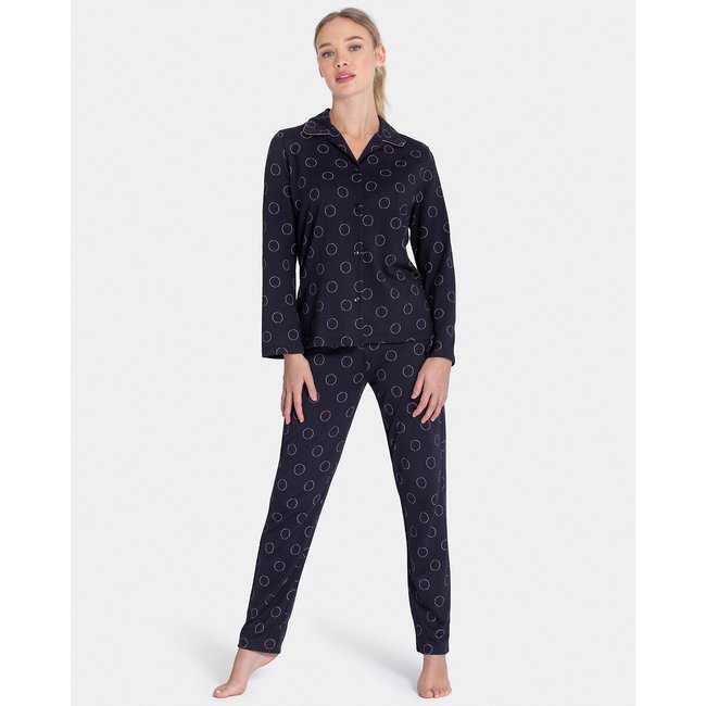 Pijama de mangas compridas, em modal, Haruki estampado fundo preto <span itemprop=