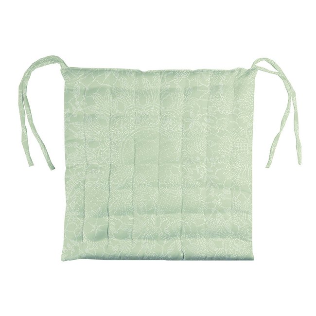 Galette de chaise pur coton enduit MILLE GUIPURES jade <span itemprop=