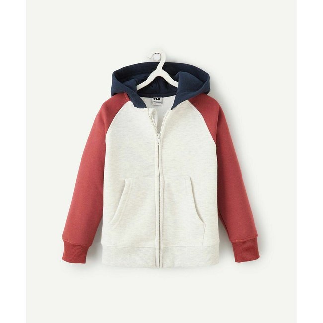 Sudadera con cremallera y capucha crudo <span itemprop=