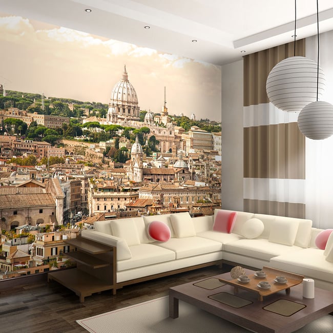 Papier peint intissé panoramique Ville et Architecture Rome: panorama Couleur beige <span itemprop=