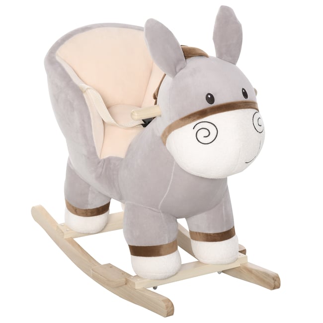 Cheval à bascule pour enfants Bois peuplier gris <span itemprop=
