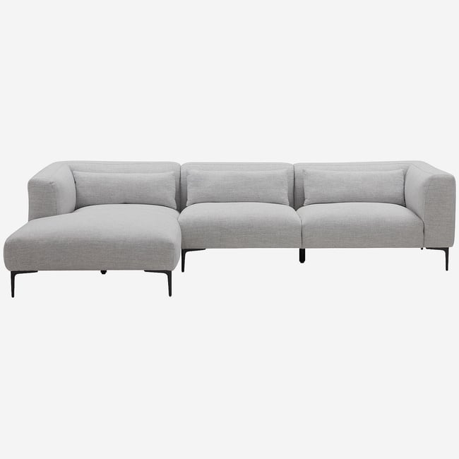Canapé d'angle avec coton et lin garni de plumes TESSIE Couleur gris <span itemprop=