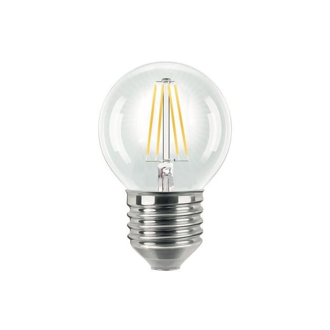 Ampoule Filament Led E27 4 W Ronde Blanc Chaud Couleur transparent <span itemprop=