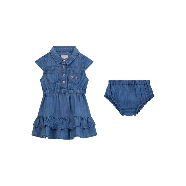 Ensemble Robe Et Culotte En Jean bleu <span itemprop=