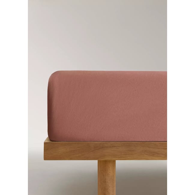 Drap-housse coton lavé lit 90 cm rose géranium <span itemprop=