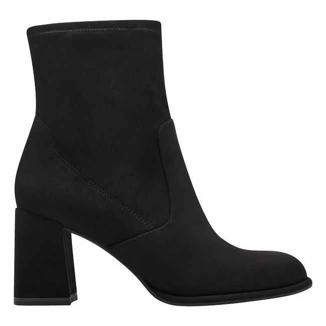 Faux Suede Ankle Boots with Block Heel, black, TAMARIS