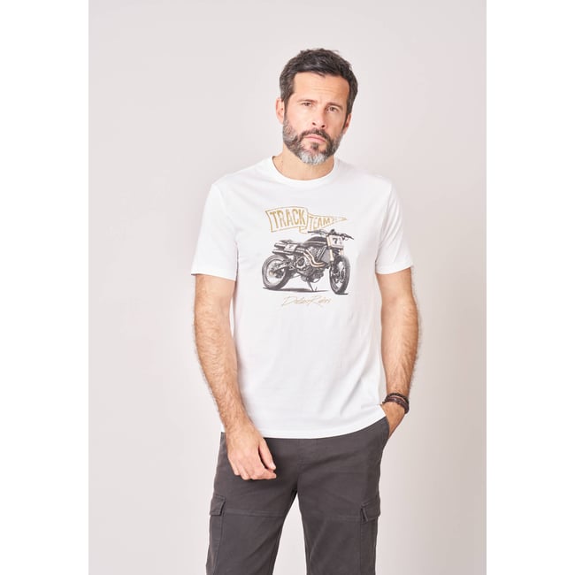 T-shirt regular homme en 100% coton imprimé moto RACING - DEELUXE