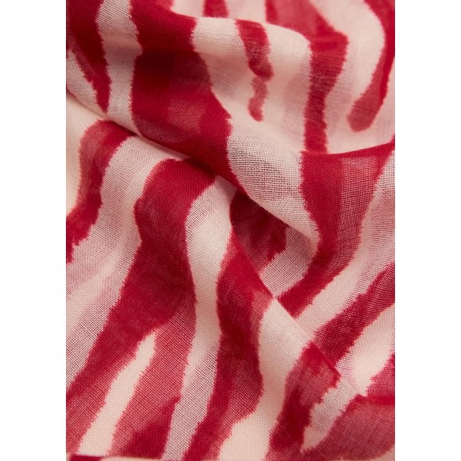 Foulard mélange coton zèbre rouge <span itemprop=