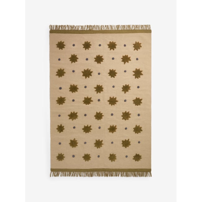Tapis tissé plat style kilm en laine STARLIGHT Couleur beige <span itemprop=