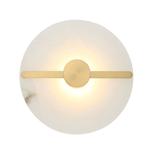 Applique LED disque en albâtre - LUNÉA Couleur laiton et blanc <span itemprop=