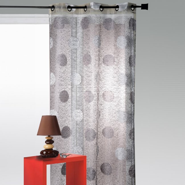 Voilage en Organza Jacquard brodé motif gros rond - HOME MAISON