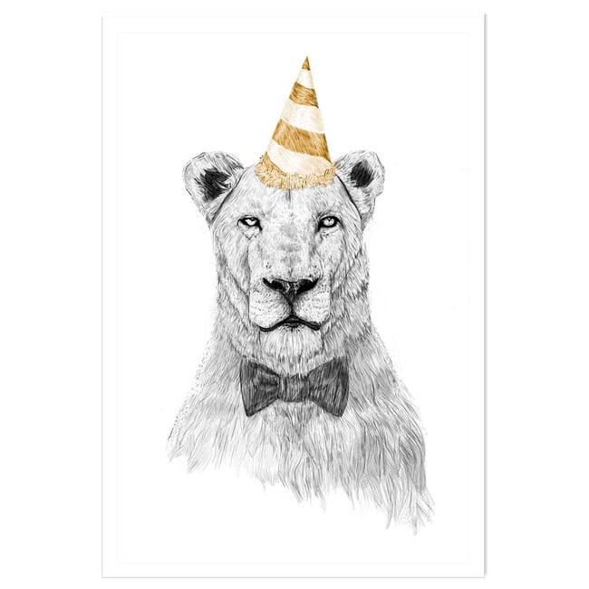 Affiche enfant lionne en fête - HEXOA