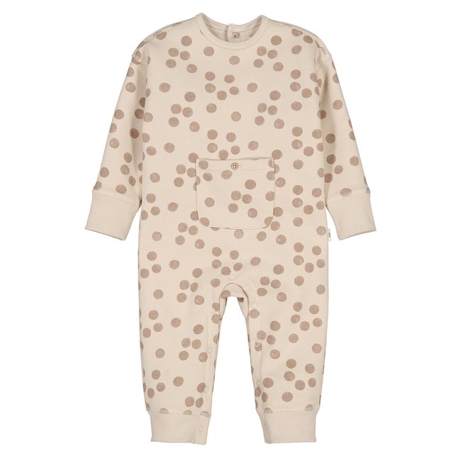 Combinaison longue, imprimé pois, en molleton imprimé <span itemprop=