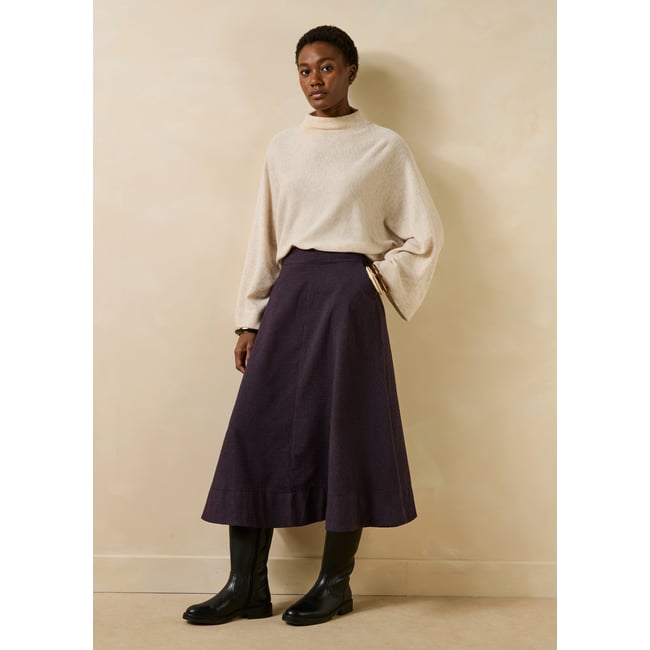 Jupe midi à carreaux vichy vin <span itemprop=