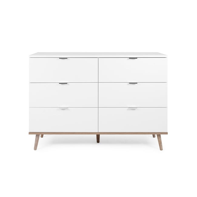 Commode 6 Tiroirs L120 cm - COPENHAGUE Couleur blanc <span itemprop=