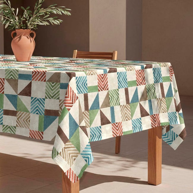 Nappe anti-taches Congo - 100% coton - multicolore <span itemprop=