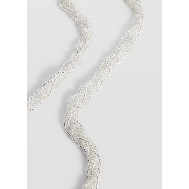Collier long à perles argent <span itemprop=