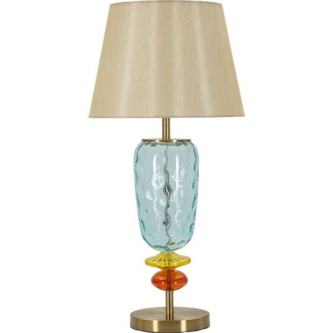 Lampe à poser verre soufflé abat-jour tissu GLAM Couleur multicolore <span itemprop=