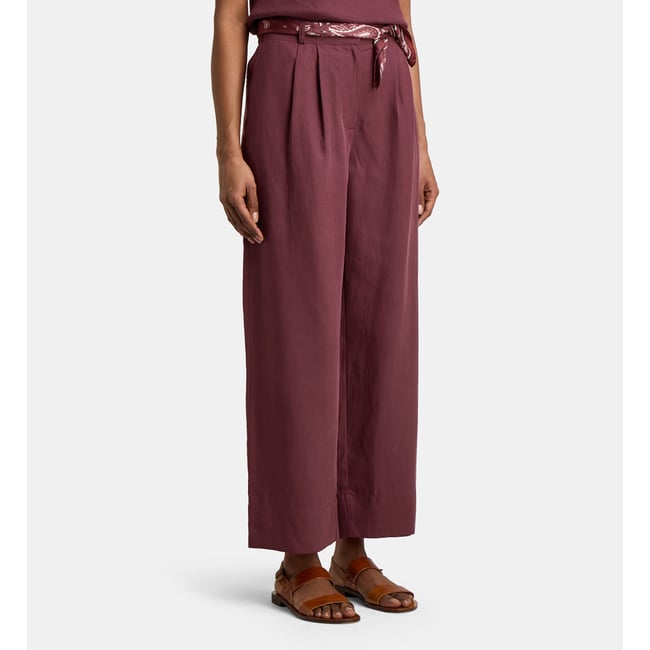 Pantalon karrot large à pinces rose foncé <span itemprop=