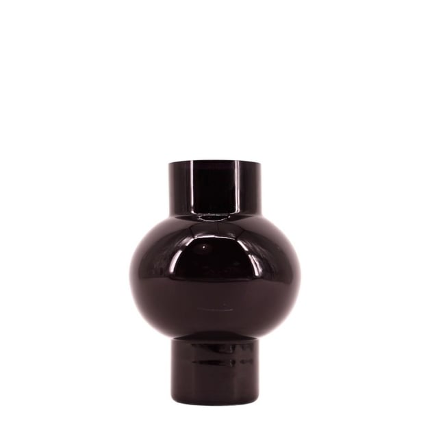 Vase boule talon en verre, H21cm Couleur noir <span itemprop=